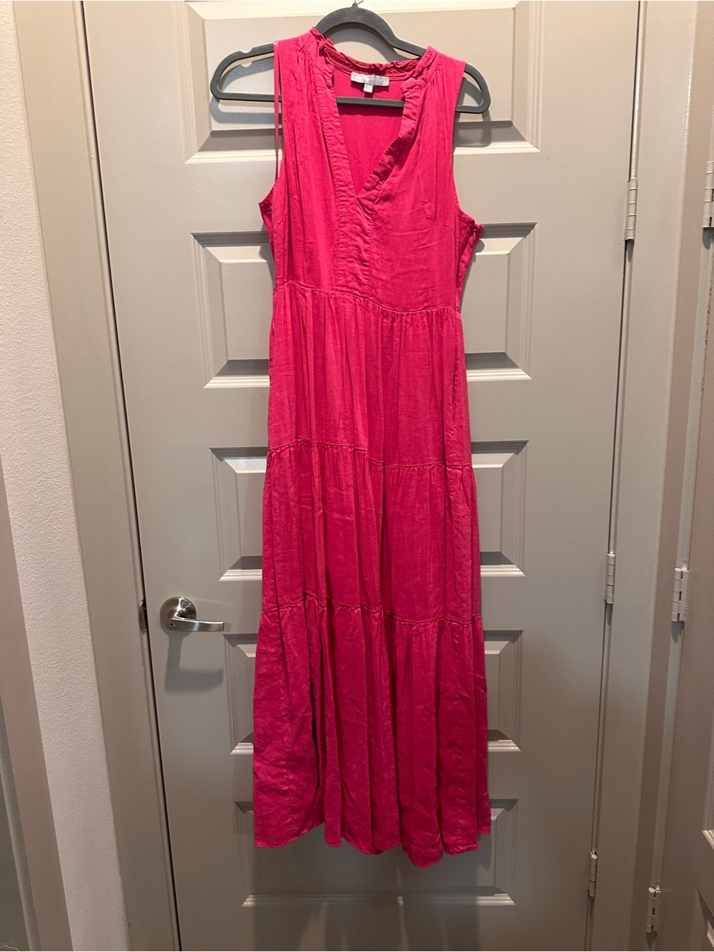 ANTONIO MELANI Sleeveless Fuchsia Tiered Maxi Dress